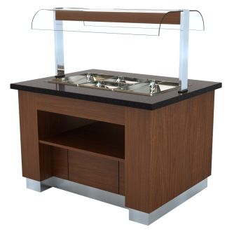 Warm buffet wenge 1300 met 3x 1/1gn Bain-marie