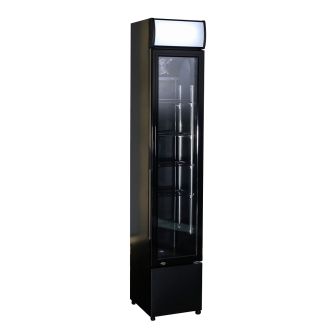 Combisteel glasdeur koelkast smal zwart