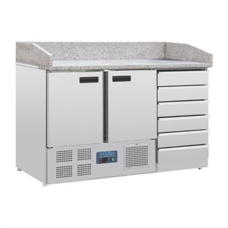 Polar g-serie pizza werkbank met marmeren blad en deeglades 257l