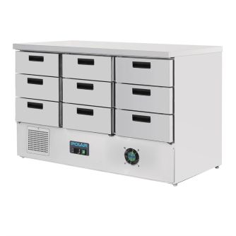 Polar g-serie koelwerkbank met 9 lades 368l