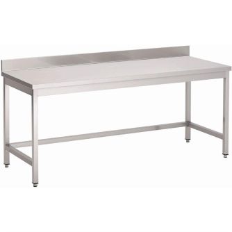 Gastro m rvs werktafel zonder onderblad met achteropstand 85x140x70cm