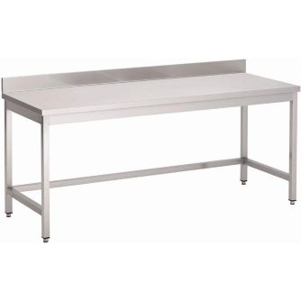 Gastro m rvs werktafel zonder onderblad met achteropstand 85x160x70cm